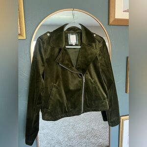 Lauren Conrad Crushed Green Velvet Moto Style Jacket Size Small